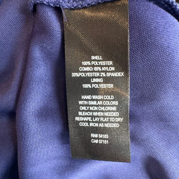 JH Evenings Womens Floral Lace Chiffon Sleeveless Dress Size 8 Navy Blue Formal - Picture 12 of 13